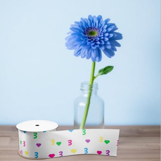 Rainbow Hearts 3e verjaardag Satijnen Lint