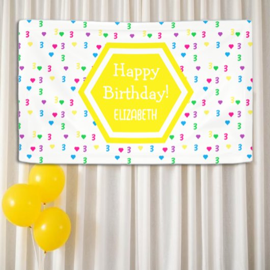 Rainbow Hearts 3e verjaardag Spandoek