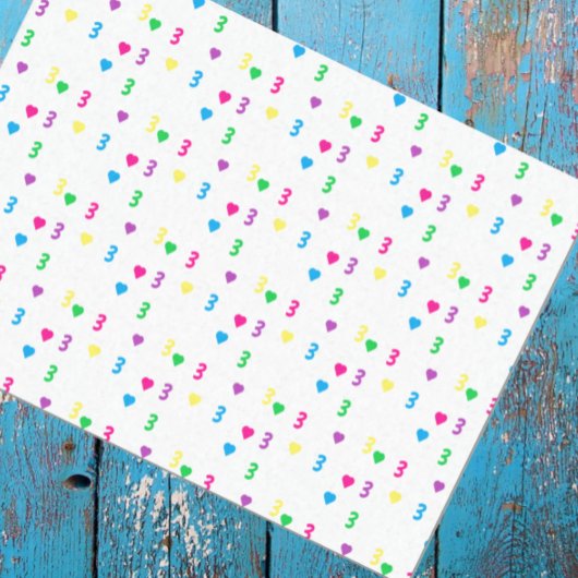 Rainbow Hearts 3e verjaardag Tissuepapier