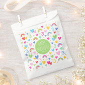 Rainbow Hearts 3rd Verjaardagsfeestnaam Groen Bedankzakje (Geknipt)