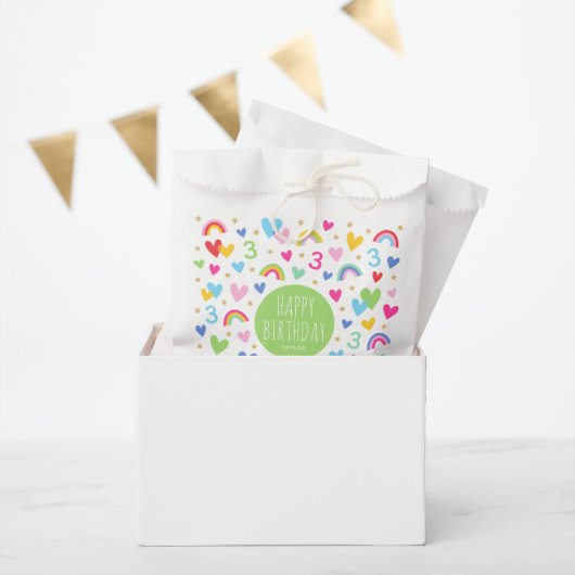 Rainbow Hearts 3rd Verjaardagsfeestnaam Groen Bedankzakje (Feest)