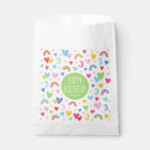 Rainbow Hearts 3rd Verjaardagsfeestnaam Groen Bedankzakje (Voorkant)