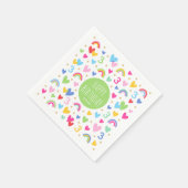 Rainbow Hearts 3rd Verjaardagsfeestnaam Groen Servet (Hoek)
