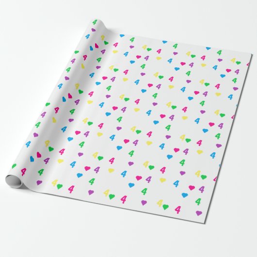 Rainbow Hearts 4e verjaardag Cadeaupapier (Uitgerold)