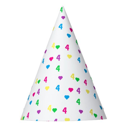 Rainbow Hearts 4e verjaardag Feesthoedjes (Voorkant)