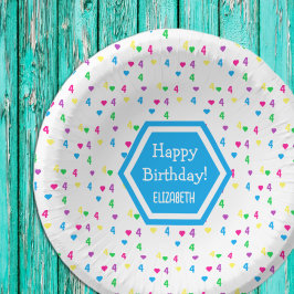 Rainbow Hearts 4e verjaardag Papieren Kommen