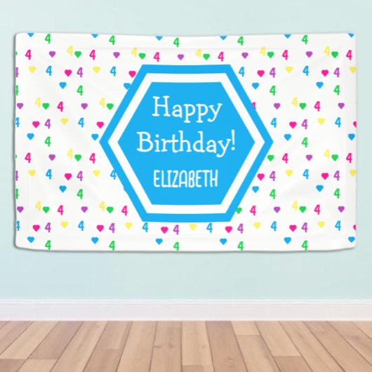 Rainbow Hearts 4e verjaardag Spandoek