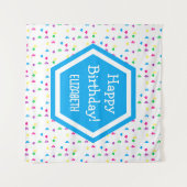 Rainbow Hearts 4e verjaardag Wandkleed (Voorkant (horizontaal))