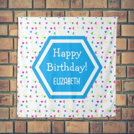 Rainbow Hearts 4e verjaardag Wandkleed