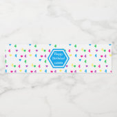 Rainbow Hearts 4e verjaardag Waterfles Etiket (Enkel label)