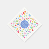 Rainbow Hearts 4th Verjaardagsfeestje Aangepaste N Servet (Hoek)