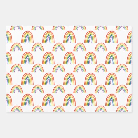 Rainbow Hearts and Flowers Pattern Inpakpapier Vel (Voorkant 3)