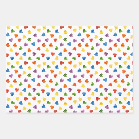 Rainbow Hearts and Flowers Pattern Inpakpapier Vel (Voorkant 2)