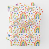Rainbow Hearts and Flowers Pattern Inpakpapier Vel (In situ)