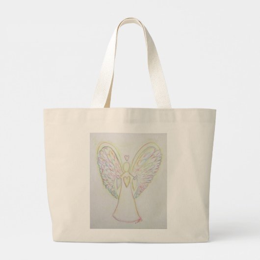 Rainbow Hearts Angel Art Canvas tas (Achterkant)