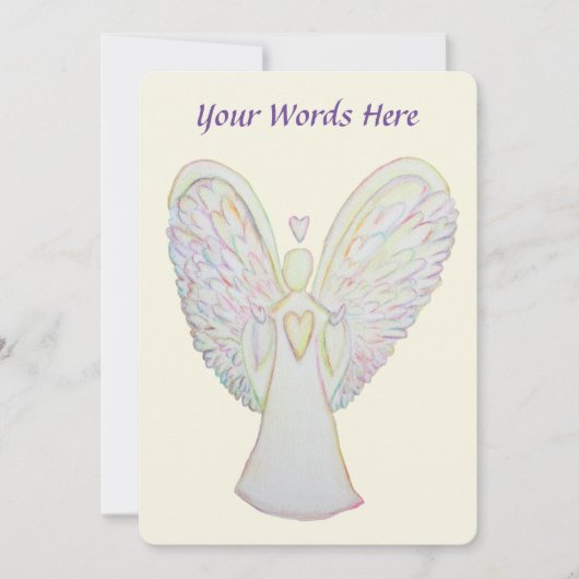 Rainbow Hearts Angel Art Custom Invitations Kaart (Voorkant)