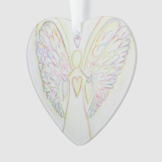 Rainbow Hearts Angel Art Gift Holiday Ornament (voorkant)