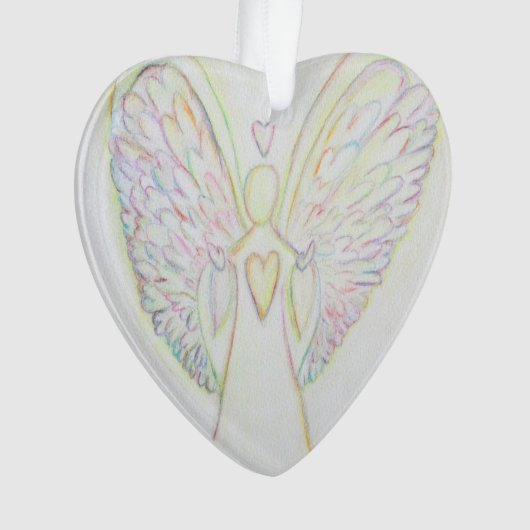 Rainbow Hearts Angel Art Gift Holiday Ornament (voorkant)