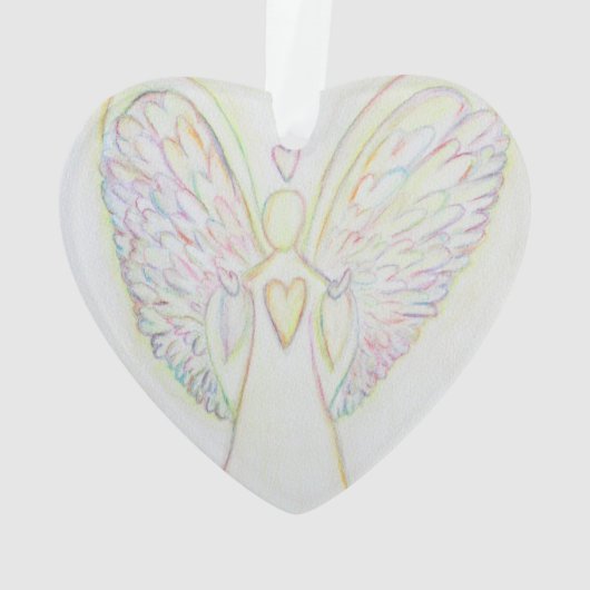 Rainbow Hearts Angel Art Gift Holiday Ornament (achterkant)