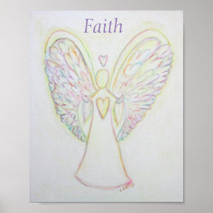 Rainbow Hearts Angel Faith Art Custom Poster