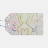 Rainbow Hearts Angel Holiday Joy Custom Gift Label Cadeaulabel (Achterkant Horizontaal)