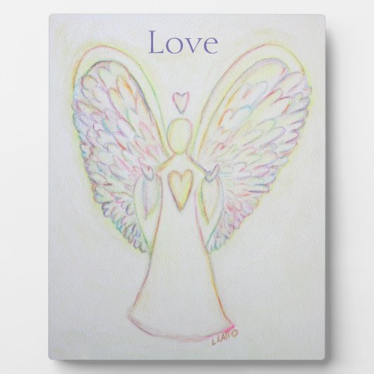 Rainbow Hearts Angel Love Art Custom Plaque Fotoplaat (Voorkant)