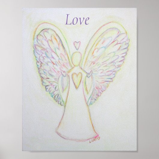 Rainbow Hearts Angel Love Art Custom Poster (Voorkant)