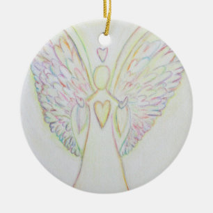 Rainbow Hearts Angel Ornament Art Pendant