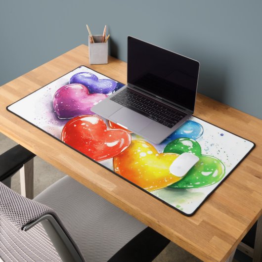 Rainbow Hearts Aquarel Digitale Kunst Bureaumat (Kantoor 2)