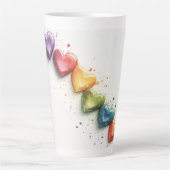 Rainbow Hearts Aquarel Digitale Kunst Latte Mok (Voorkant)