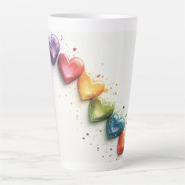 Rainbow Hearts Aquarel Digitale Kunst Latte Mok