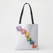 Rainbow Hearts Aquarel Digitale Kunst Tote Bag (Voorkant)