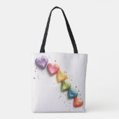 Rainbow Hearts Aquarel Digitale Kunst Tote Bag (Achterkant)
