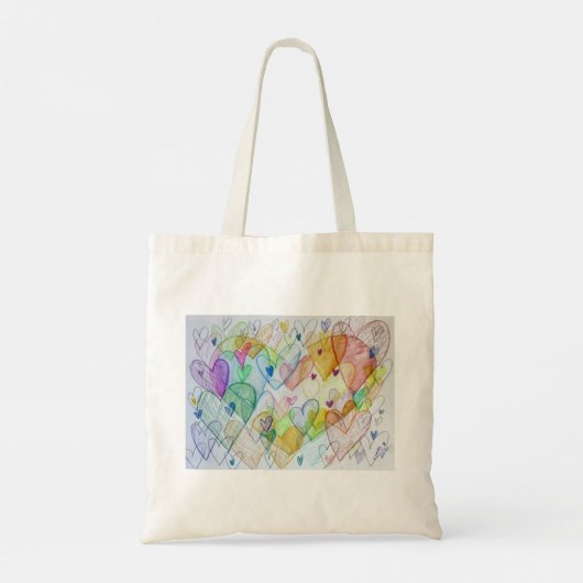 Rainbow Hearts Art Inspirerend Canvas tas (Achterkant)