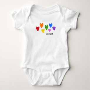 Rainbow Hearts Baby NAAM Liefde Artisan Kleurrijke Romper