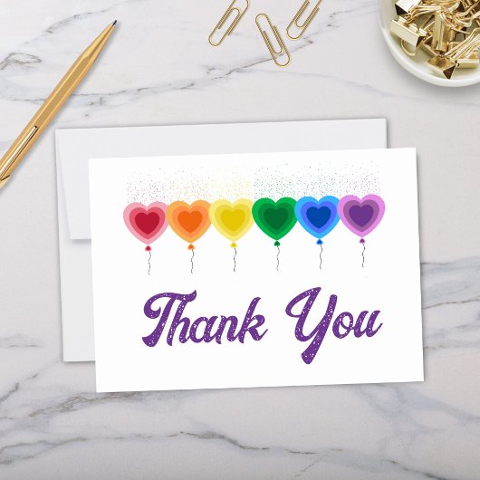 Rainbow Hearts Ballonnen Gevouwen Dank u Kaarten