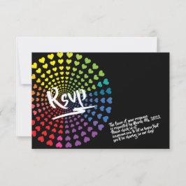 RAINBOW HEARTS Bat Mitzvah Party Card Kaart