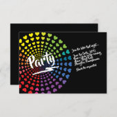 RAINBOW HEARTS Bat Mitzvah Party Kaart (Voorkant / Achterkant)