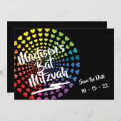 RAINBOW HEARTS Bat Mitzvah Save the Date (Voorkant / Achterkant)
