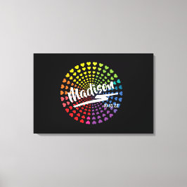 Rainbow Hearts Bat Mitzvah Sign-In Board Canvas Afdruk