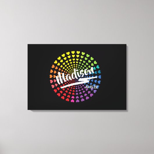 Rainbow Hearts Bat Mitzvah Sign-In Board Canvas Afdruk (Voorkant)