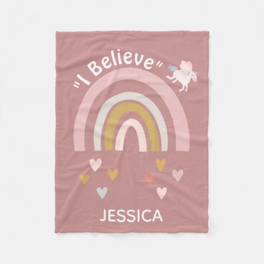 Rainbow Hearts Beleef in Unicorns Persoonlijk Fleece Deken (Voorkant)