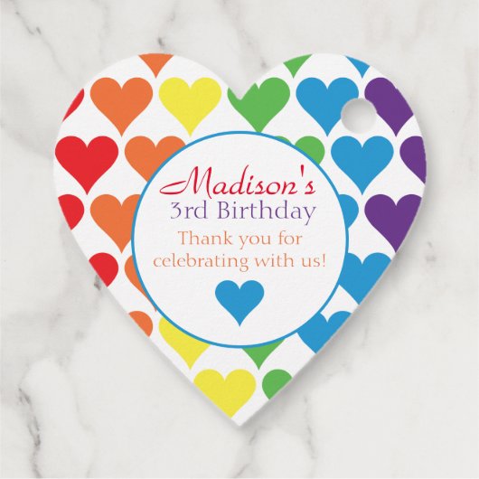 Rainbow Hearts Birthday Bedankjes Labels (Achterkant)