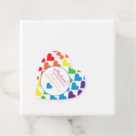 Rainbow Hearts Birthday Bedankjes Labels (In situ)