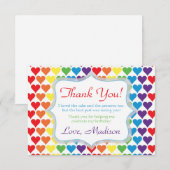 Rainbow Hearts Birthday Bedankkaart (Voorkant / Achterkant)