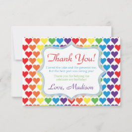 Rainbow Hearts Birthday Bedankkaart
