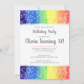 Rainbow Hearts Birthday Party Invitation Kaart (Voorkant)