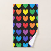 Rainbow Hearts Black Bad Handdoek (Handdoek)
