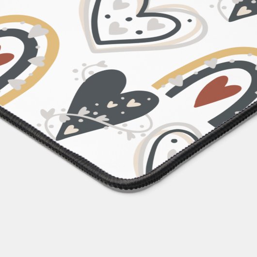 Rainbow Hearts Boho Patroon Geel Rood Grijs Bureaumat (Hoek)