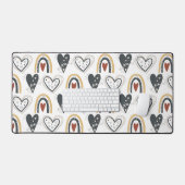 Rainbow Hearts Boho Patroon Geel Rood Grijs Bureaumat (Keyboard & Muis)